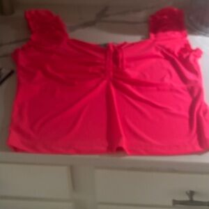white birch Neon Pink Ruffle Sleeve Crop Top